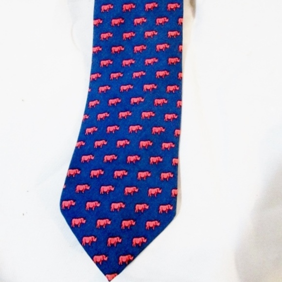 VINEYARD VINES Handmade USA Silk NECK TIE RHINO - Picture 2 of 4